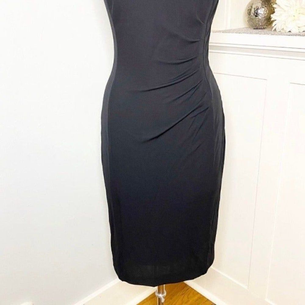 Classiques Entier Ruched Zipper Sheath Dress Black 4 Small - Picture 5 of 11